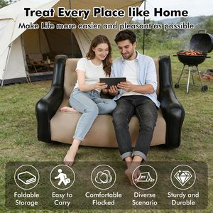 Ergonomic Flocked <b>Inflatable</b> <b>Sofa</b> Portable Lazy Air Lounger for Indoor Outdoor Camping - Product Image 5