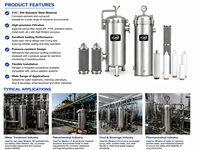 Système de filtration à cartouche de sécurité personnalisé avec éléments en PP, PTFE et acier inoxydable pour les usines de traitement de liquides industriels