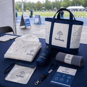 Kit Personalizado al por Mayor para Eventos al Aire Libre en Días Lluviosos, Paquete de Artículos Deportivos OEM ODM con Poncho Impermeable, Paraguas Compacto, Toalla y Bolsa de Transporte - Product Image 3