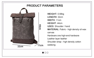 Custom Vintage Large Canvas <strong>Back</strong> <strong>Pack</strong> <strong>Waterproof</strong> Waxed Canvas Genuine Leather Backpack for Men - Product Image 3