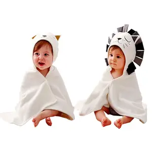 Cartoon Lion And Cat Terry Cotton Towels Bathroom Hooded Towel High Quality Hoodie Baby Bath Towel