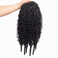 Perruque en cheveux humains bouclés birmans, noir de jais, boucles spirales serrées, Lace Front, raie au milieu, baby hair, ligne de cheveux naturelle