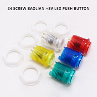 Saklar Tombol Tekan Mikro BaoLian Asli 28mm/24mm 12V/5V LED Bercahaya Bahan Stainless Steel Transparan untuk Mesin Game Arcade Koin DIY