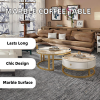 Nouvelle combinaison de marbre de vente chaude ronde ensemble complet de Table basse pour salon ardoise meubles d'hôtel ensemble de luxe