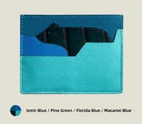 Porte-cartes en cuir de crocodile véritable inspiré de la peau de vache, avec applique animalière, étui multicolore pour cartes de visite, portefeuille fournisseur OEM ODM