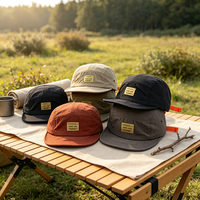 Casquette de camping 5 panneaux à visière plate, logo personnalisé, calotte souple, chapeau d'extérieur multicolore, vente en gros