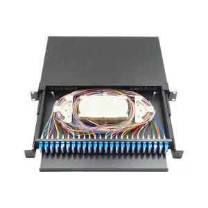 机架安装1U ST FC LC SC端子盒抽屉型24/48/96芯光纤接线板