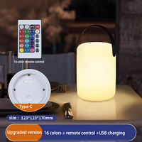 Lampe de table solaire LED portable, lanterne d'extérieur, rechargeable par USB, 8 couleurs, télécommande, intensité réglable, pour camping, patio, balcon
