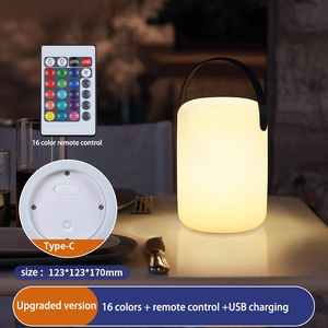 Lampe de table solaire portable, lanterne d'extérieur, rechargeable par USB et solaire, 8 couleurs, télécommande, veilleuse pour le camping, la terrasse, le balcon - Product Image 1