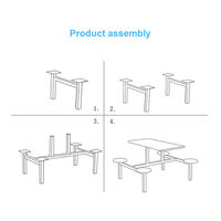 Ensemble table et chaises de salle à manger en acier inoxydable de haute qualité au design carré minimaliste pour la maison, l'école et le parc