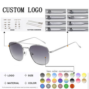 Unisex Rectangle Metal <b>Frame</b> Pilot <b>Sunglasses</b> Full Rim UV400 Protection Adult Sun Protection - Product Image 2