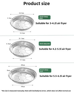 Moules à tarte ronds en aluminium robustes, récipients jetables résistants au <span class=keywords><strong>four</strong></span> pour la cuisson, la cuisson au <span class=keywords><strong>four</strong></span>, la friteuse à air, la préparation des repas et le stockage des aliments - Product Image 2