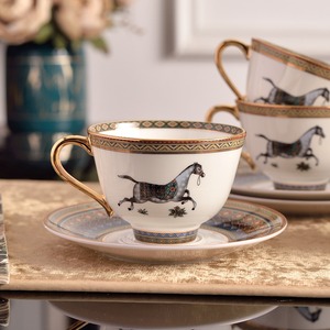 Elegant Horse Pattern Porcelain <b>Tea</b> <b>Set</b> Luxury Equestrian Print Ceramic Teapot Cups Sugar Creamer <b>Set</b> for Afternoon <b>Tea</b> - Product Image 4