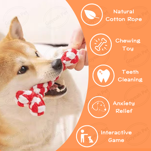 Jouet en corde pour chien tressé de différentes formes Jouets à mâcher pour chien en corde de coton naturel mignon - Product Image 2
