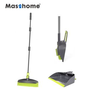 Balai rotatif en acier inoxydable avec brosses en plastique TPR, balai magique doux pour nettoyer les tapis et les sols, ensemble balai et pelle - Product Image 1
