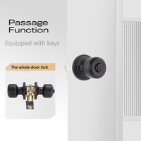 Serrure de porte intérieure de salle de bain en acier inoxydable SS304 de qualité supérieure, bouton rond durable, serrure à bille