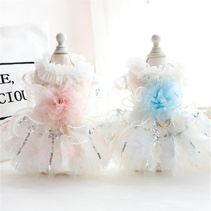 Vêtements pour animaux de compagnie, robe de mariée en dentelle de luxe, costume élégant de princesse pour petits chiens et chats, robe tutu florale exquise pour chien - Product Image 3
