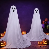 Décoration d'Halloween Lumineuse en Tissu de Soie pour Porche, Fantôme Debout pour Jardin, Emballée