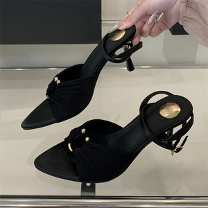 รองเท้าส้นสูงสไตล์ยุโรปและอเมริกา ดีไซน์หัวแหลม เปิดนิ้วเท้า แฟชั่นฤดูร้อนคุณภาพสูง - Product Image 2