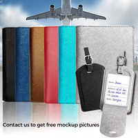 Ensemble cadeau de voyage avec couverture de passeport et étiquette à bagages en cuir PU Saffiano avec logo personnalisé OEM pour articles promotionnels d'entreprise