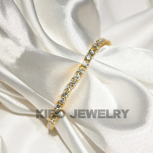 Dây chuyền Hip Hop mạ vàng, đính đá Moissanite VVS1 màu D, kiểu tennis 4mm, vàng thật 9K 10K <span class=keywords><strong>14K</strong></span> - Product Image 4