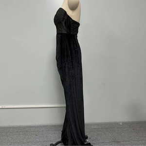Vestido de Noche Largo con Lentejuelas, de un Solo Hombro, sin Tirantes, con Cintura Natural, Elegante, con Cola de Pez y Abertura, para Banquete - Product Image 3