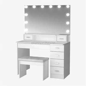 Tocador de Dormitorio con Espejo y Escritorio, Tocador con Superficie de Vidrio y Cajones, Venta al por Mayor - Product Image 6