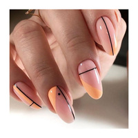 Conseils français à la mode clair longueur moyenne amande nue longueur moyenne amande acrylique ongles appuyez sur les ongles artificiels