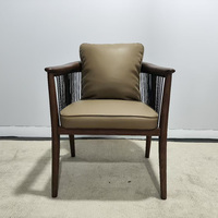 Ensemble de 2 chaises d'appoint en cuir pour salon moderne, chaises de salle à manger nordiques pour restaurant, chaises en bois de luxe pour table à manger