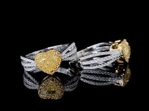 Xinfly Vente en gros de bijoux en or véritable 18 carats, anneaux en forme de cœur avec diamant jaune de 0,70 ct, bijoux personnalisés en or fin Au750 - Product Image 4