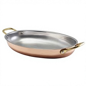 Premium Metal Oval <b>Sauce</b> Pan Copper Side Handles Portable 1-2L Capacity Minimalist Design Gas Induction Compatible No Interior - Product Image 1