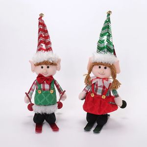 Adorable couple d'elfes patineurs de Noël, 2 pièces, peluche douce, cadeau de Noël porte-bonheur pour la famille - Product Image 1