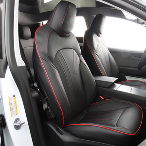 Fundas de Asiento de Coche GANE Design para Tesla, Personalizadas en Cuero Negro y Rojo, de Lujo, Transpirables y Resistentes al Desgaste - Product Image 6