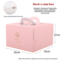 Boîtes d'emballage pour aliments, épaissies, estampées à chaud, pour gâteaux d'anniversaire (4/6/8 pouces) avec poignées, pour boulangerie