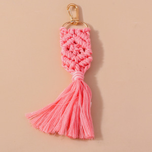 <span class=keywords><strong>Porte</strong></span>-clés pliables personnalisables en macramé bohème, faits main, avec incrustations en peluche, pour cadeaux d'affaires – Nouveauté tendance - Product Image 3