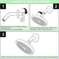 Bras de douche moderne gris anthracite poli de 6 pouces avec bride, sortie d'eau unique, fixation murale, en acier inoxydable 304 pour salle de bain, douche, cuisine