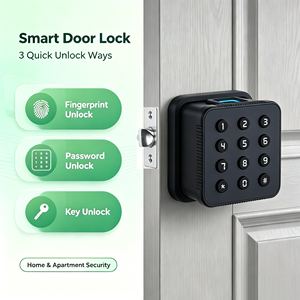 Serrure de porte intelligente à empreinte digitale, entrée sans clé, code numérique, serrure de porte intelligente à bouton rond pour chambre à coucher, appartement, porte intérieure - Product Image 1