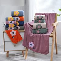 27.6*55.1 pouces Coral Velvet Towels Serviette de bain absorbante et moelleuse à fleurs