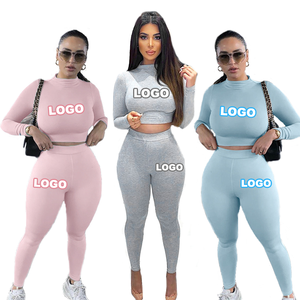 Abito da <span class=keywords><strong>donna</strong></span> Casual morbido a due pezzi sportivo a maniche lunghe con Logo personalizzato autunno e inverno nuovo Design completo da <span class=keywords><strong>donna</strong></span> - Product Image 1