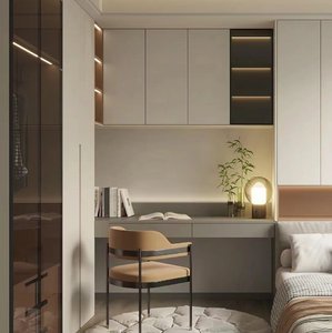 Set Kamar Tidur Minimalis Modern dengan Lemari, Meja, Tempat Tidur Tatami & Kabinet Terintegrasi - Ruang Nyaman untuk Penggunaan di Villa & Gym - Product Image 2