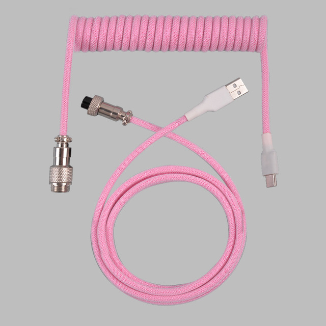 Handmade USB C Keyboard Cable with Detachable GX16 Aviator Connector Coiled Design and Pure Copper Material