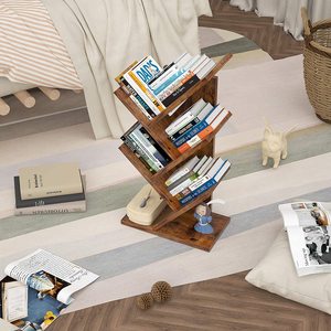 Librería Infantil de Madera MDF Marrón al por Mayor, Librería <span class=keywords><strong>Pequeña</strong></span> Tipo Árbol, Mueble de Esquina para Dormitorio, Librería de Escritorio de Madera - Product Image 3