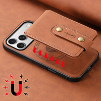 Étui de téléphone magnétique en similicuir avec support de chargement sans fil et fente pour cartes pour iPhone 18 Pro Max, compatible également avec les modèles 17, 16 Plus, 15, 14, 13, 12