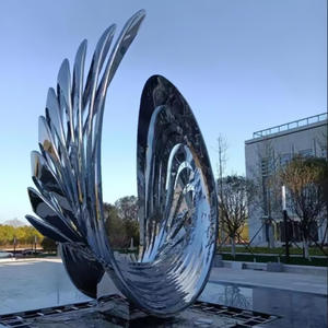 Escultura en Relieve de Acero Inoxidable, Fuente de Agua Abstracta Moderna a Gran Escala para Parques y Jardines - Product Image 4