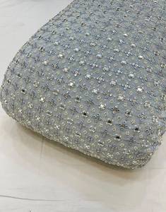 Tissu en Chiffon Pur Brodé à la Main avec Perles, Idéal pour Robes de Mariée – Disponible en Gros - Product Image 2