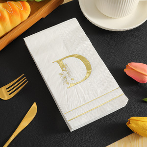 Gold Stamped Letter Paper Napkins 330mmx400mm Printed Wedding Party Disposable Serviettes - Product Image 1