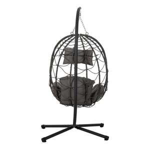 Modern Wicker Egg <b>Chair</b> With Stand <b>Outdoor</b> Indoor <b>Hanging</b> <b>Chair</b> Comfortable Garden <b>Chair</b> Polyester Fabric Iron Frame - Product Image 5