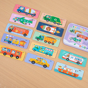 Boîte en bois 3-en-1 : Puzzle animaux et véhicules, grand jeu de blocs à emboîter, jouet éducatif précoce pour enfants, développement de la pensée logique, jeu parent-enfant - Product Image 4