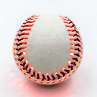 Balle de baseball LED à 8 couleurs changeantes avec logo personnalisé, rechargeable, en cuir véritable, lumineuse, 9 pouces, pour les sports et divertissements nocturnes