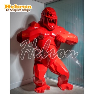 Esculturas de Gorila Coloridas de Resina Roja de Tamaño Real Personalizadas para Jardín y Hogar, Estatuas de <span class=keywords><strong>King</strong></span> <span class=keywords><strong>Kong</strong></span> de Fibra de Vidrio en Venta - Product Image 1